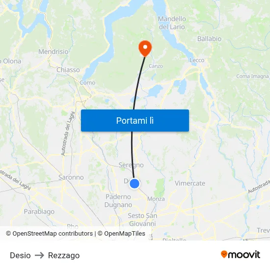 Desio to Rezzago map
