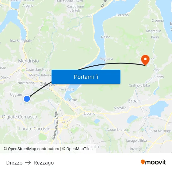 Drezzo to Rezzago map