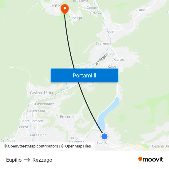 Eupilio to Rezzago map