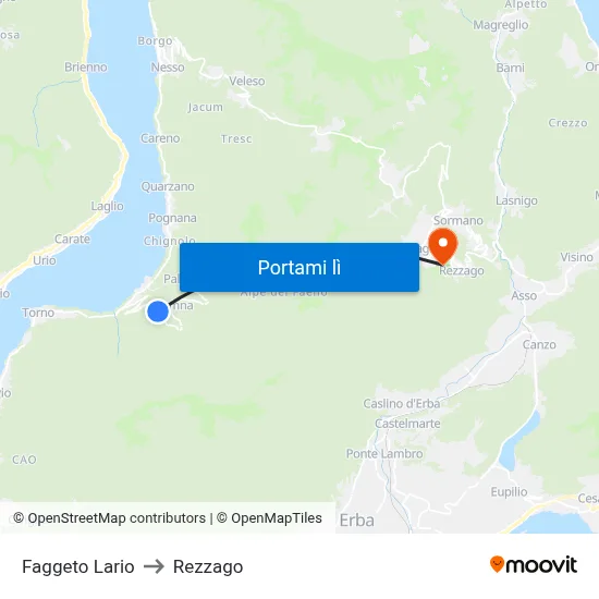 Faggeto Lario to Rezzago map