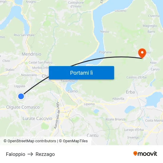 Faloppio to Rezzago map