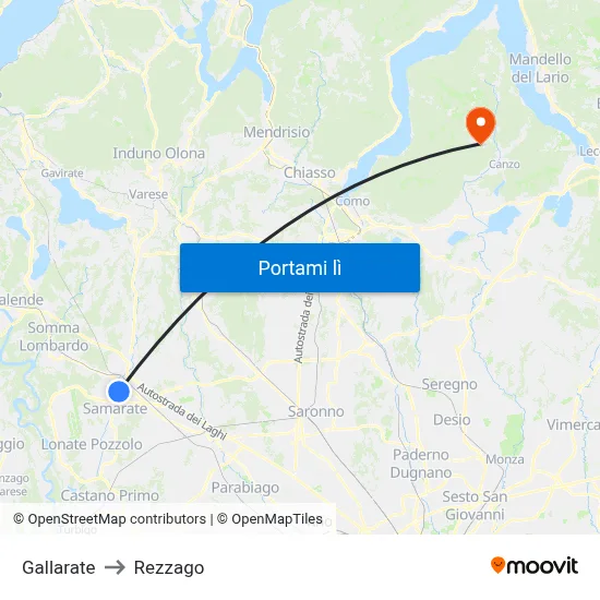 Gallarate to Rezzago map