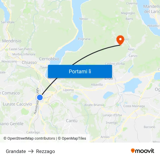 Grandate to Rezzago map
