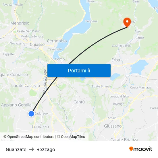 Guanzate to Rezzago map