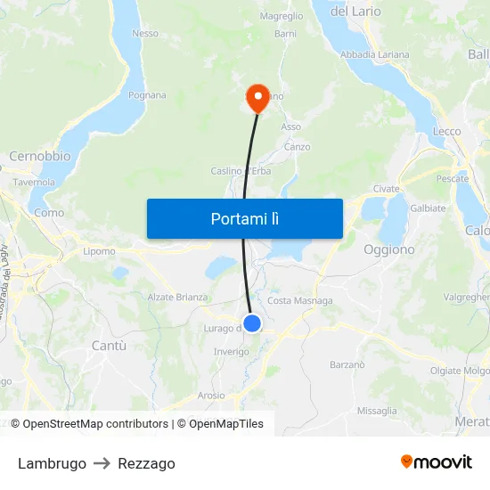 Lambrugo to Rezzago map