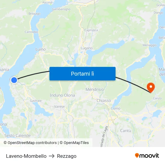 Laveno-Mombello to Rezzago map
