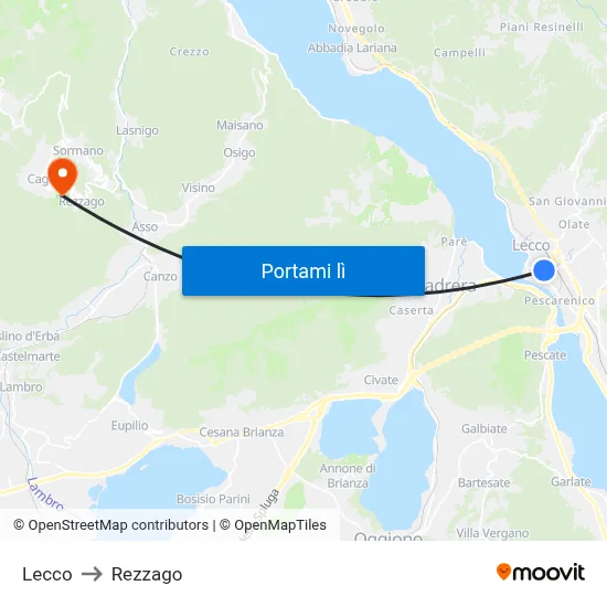 Lecco to Rezzago map
