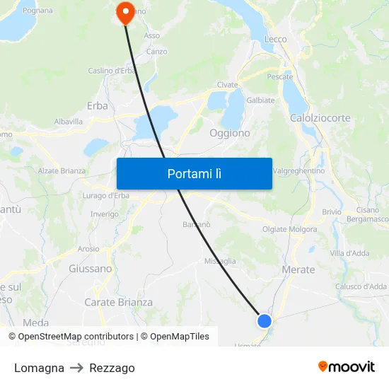 Lomagna to Rezzago map