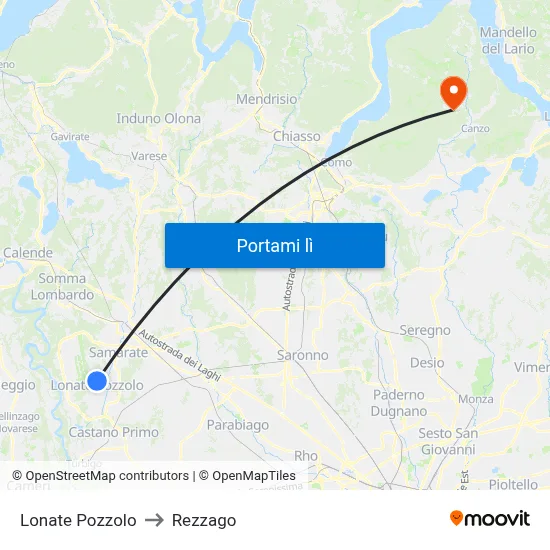 Lonate Pozzolo to Rezzago map