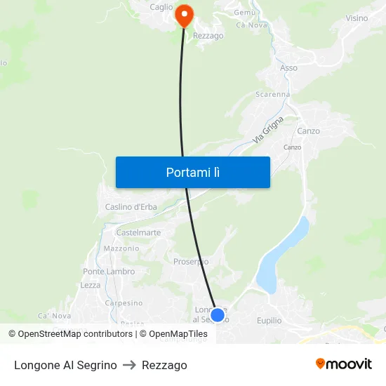 Longone Al Segrino to Rezzago map