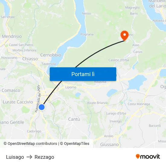Luisago to Rezzago map