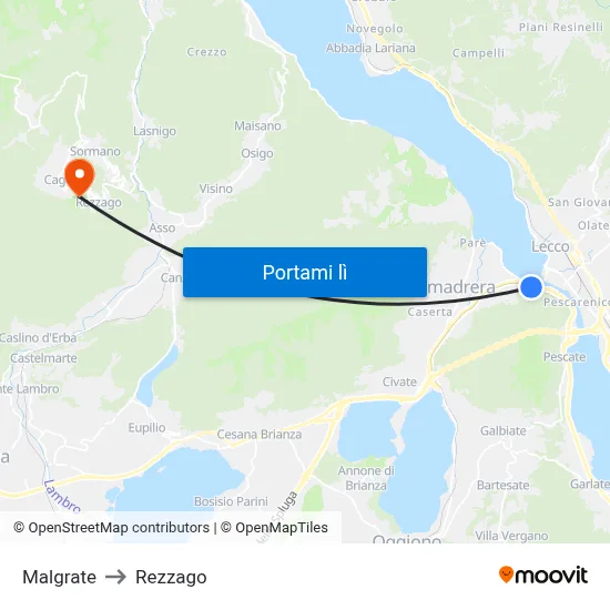 Malgrate to Rezzago map