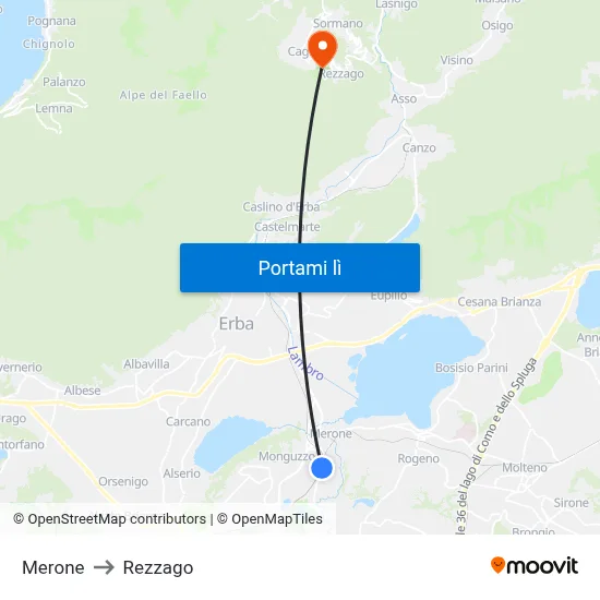 Merone to Rezzago map