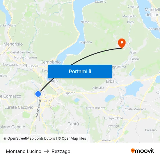 Montano Lucino to Rezzago map