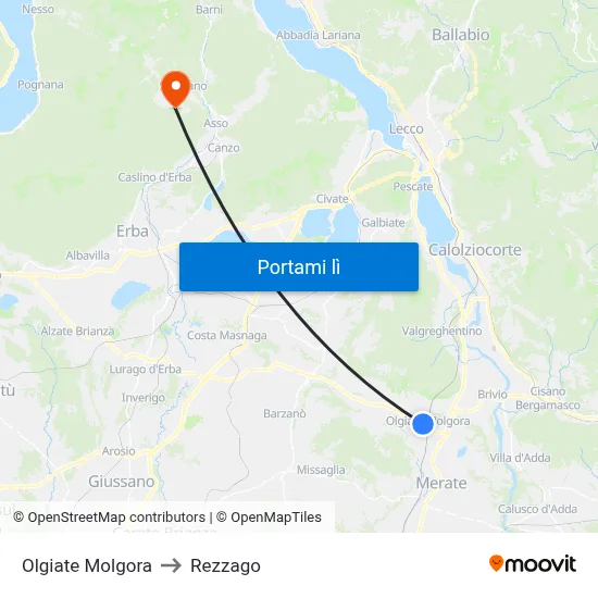 Olgiate Molgora to Rezzago map