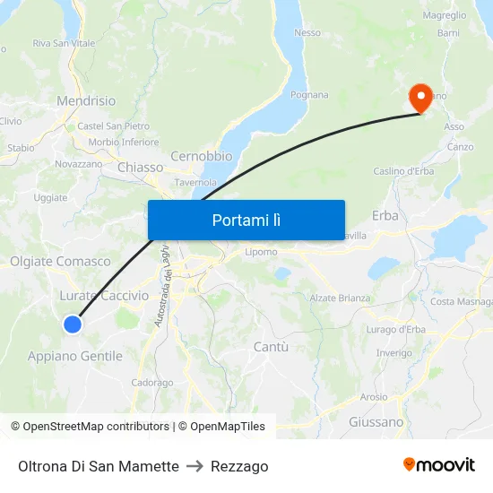 Oltrona Di San Mamette to Rezzago map