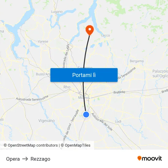 Opera to Rezzago map