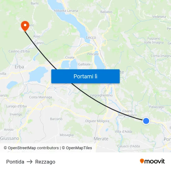 Pontida to Rezzago map