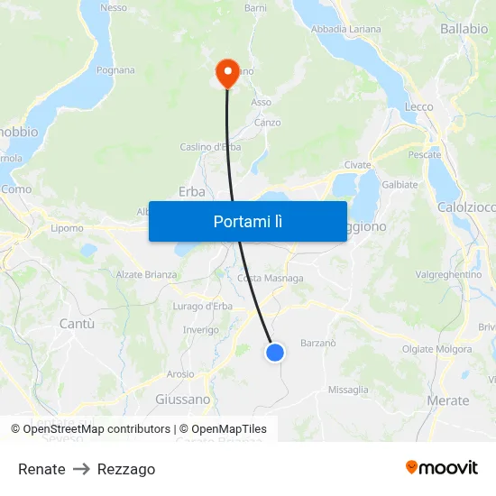 Renate to Rezzago map