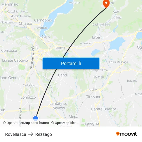 Rovellasca to Rezzago map