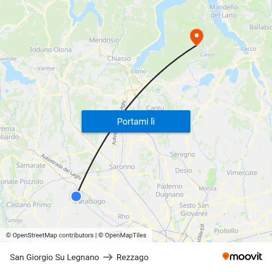 San Giorgio Su Legnano to Rezzago map