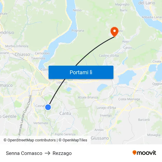 Senna Comasco to Rezzago map