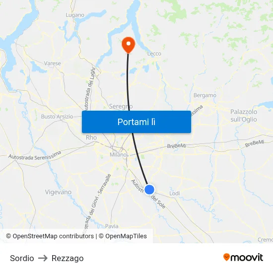 Sordio to Rezzago map