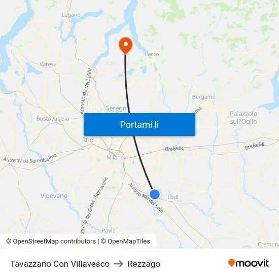 Tavazzano Con Villavesco to Rezzago map