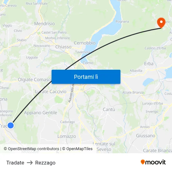Tradate to Rezzago map