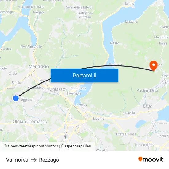 Valmorea to Rezzago map