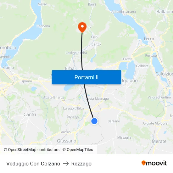 Veduggio Con Colzano to Rezzago map