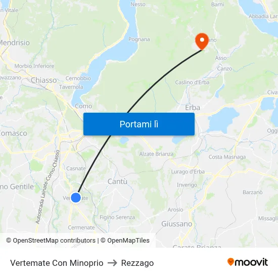 Vertemate Con Minoprio to Rezzago map