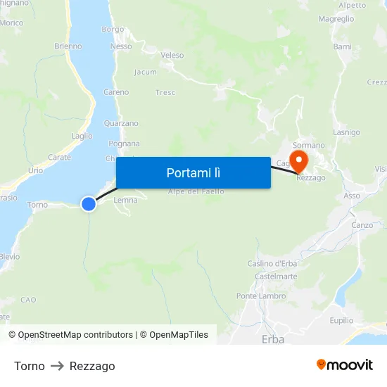 Torno to Rezzago map