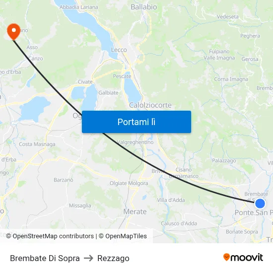 Brembate Di Sopra to Rezzago map