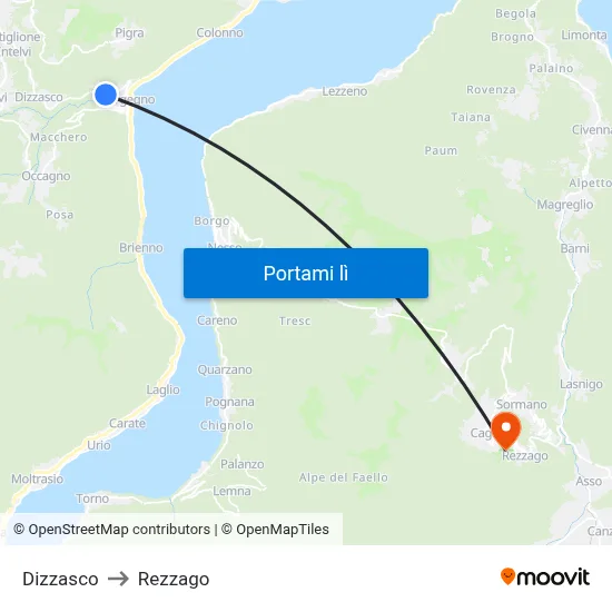 Dizzasco to Rezzago map