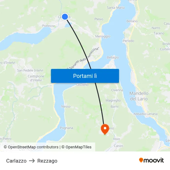 Carlazzo to Rezzago map