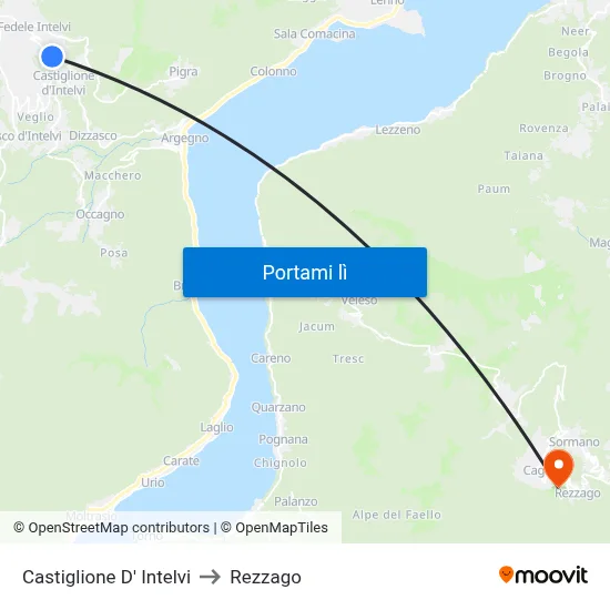 Castiglione D' Intelvi to Rezzago map