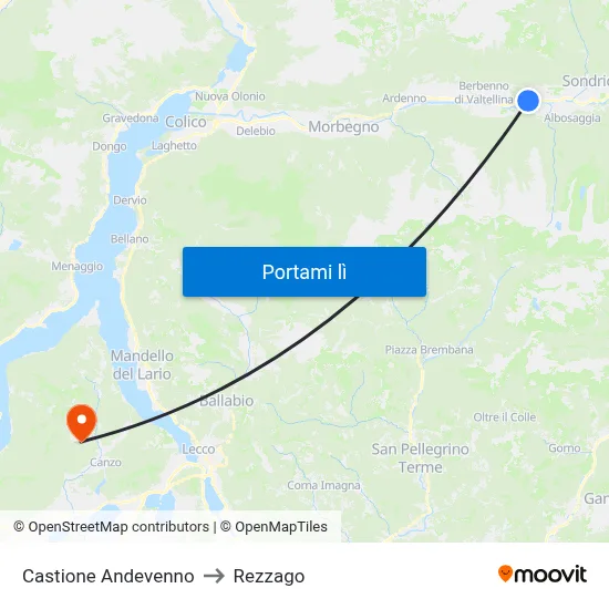 Castione Andevenno to Rezzago map