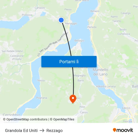 Grandola Ed Uniti to Rezzago map