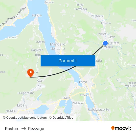 Pasturo to Rezzago map