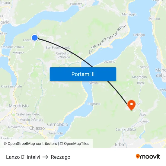 Lanzo D' Intelvi to Rezzago map