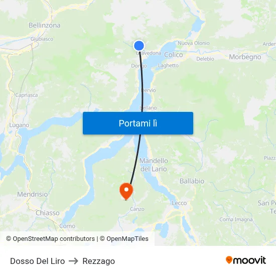 Dosso Del Liro to Rezzago map