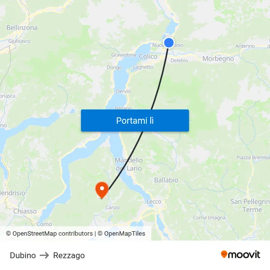 Dubino to Rezzago map