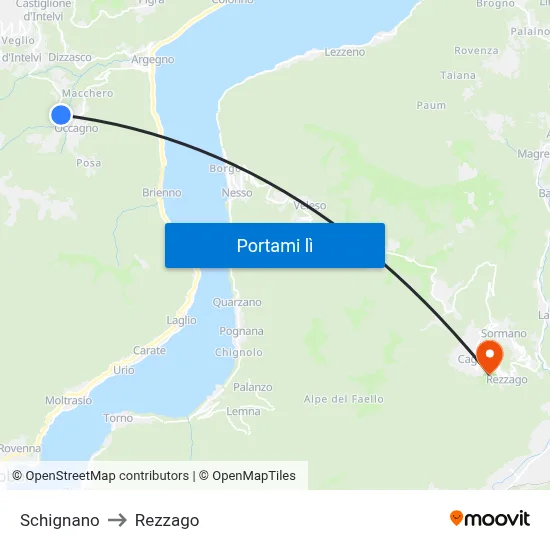 Schignano to Rezzago map