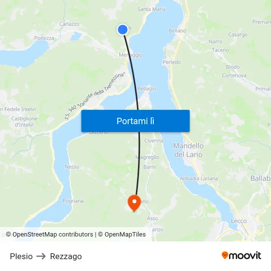 Plesio to Rezzago map