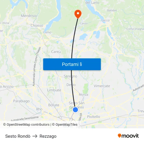 Sesto Rondò to Rezzago map