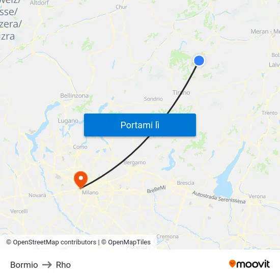 Bormio to Rho map