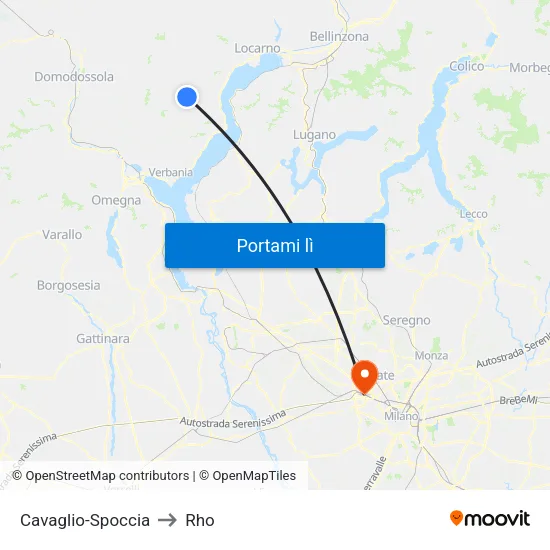 Cavaglio-Spoccia to Rho map