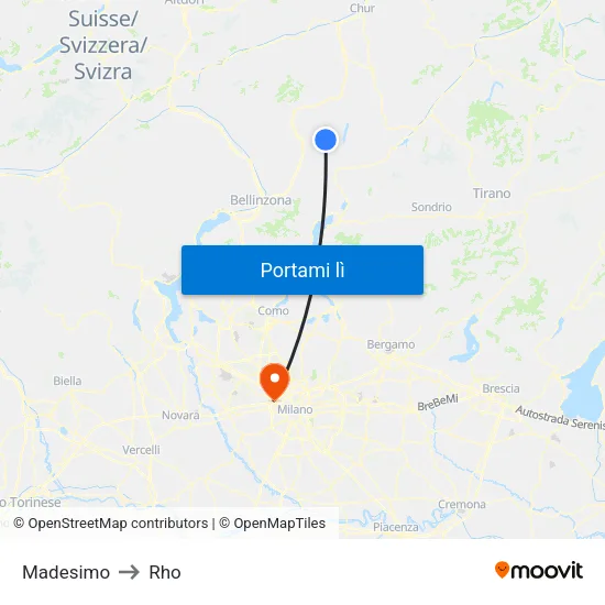 Madesimo to Rho map
