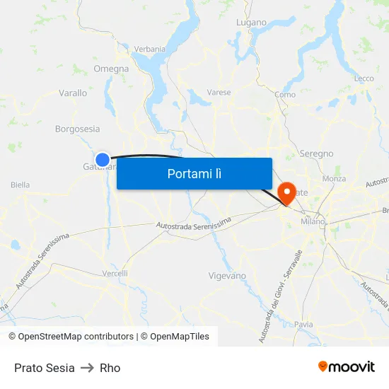 Prato Sesia to Rho map